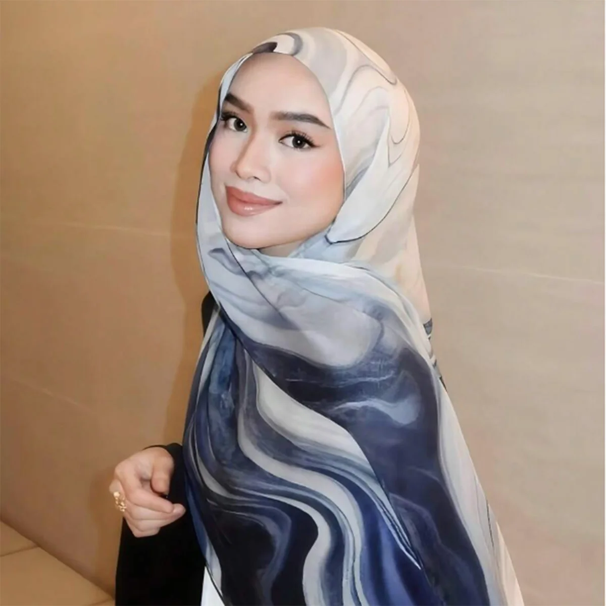 

Мусульманский вискозный хиджаб с акварельным цветочным принтом, дышащий мягкий длинный модный шарф, головной платок, хиджабы для женщин 180*70 см