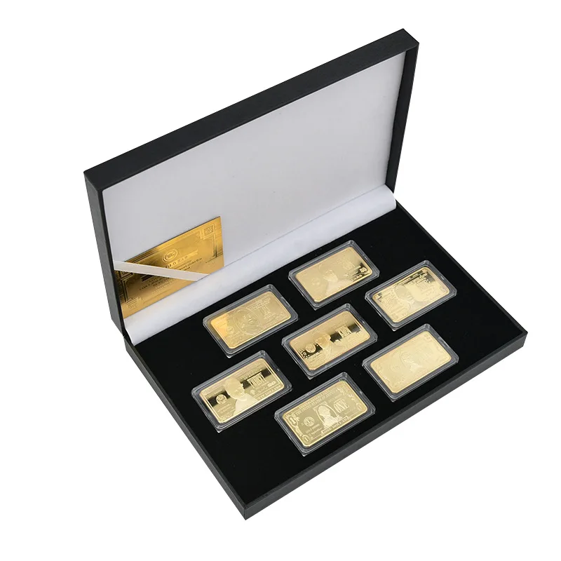 

7pcs/box US Dollars Challenge Gold/Silver Bar with America Collectable Coin Bullion Set for Collection Souvenir Gift