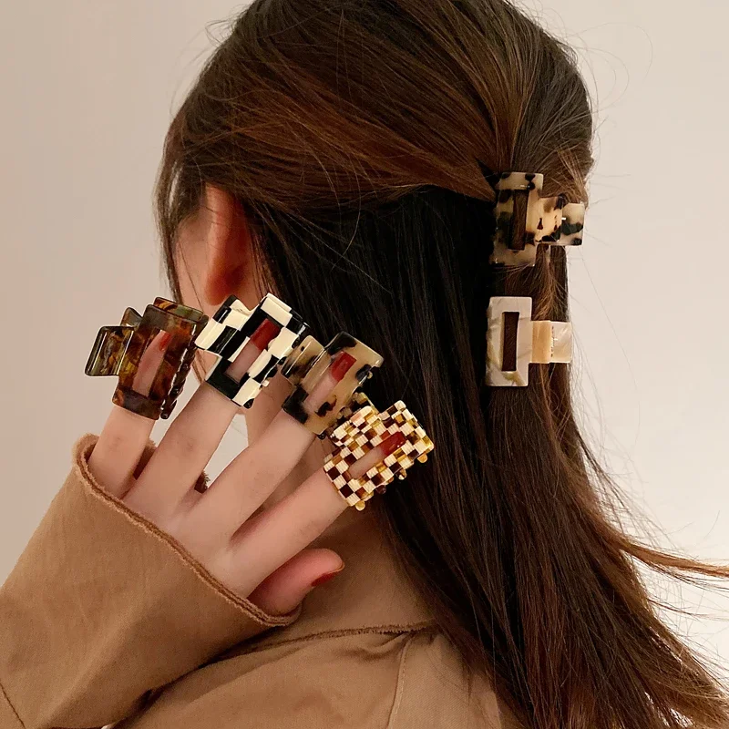 Nuovo Mini acetato Clip per artigli per capelli rettangolo geometrico scavato morsetti colorati di piccole dimensioni afferrare la Clip di squalo accessori per capelli da donna