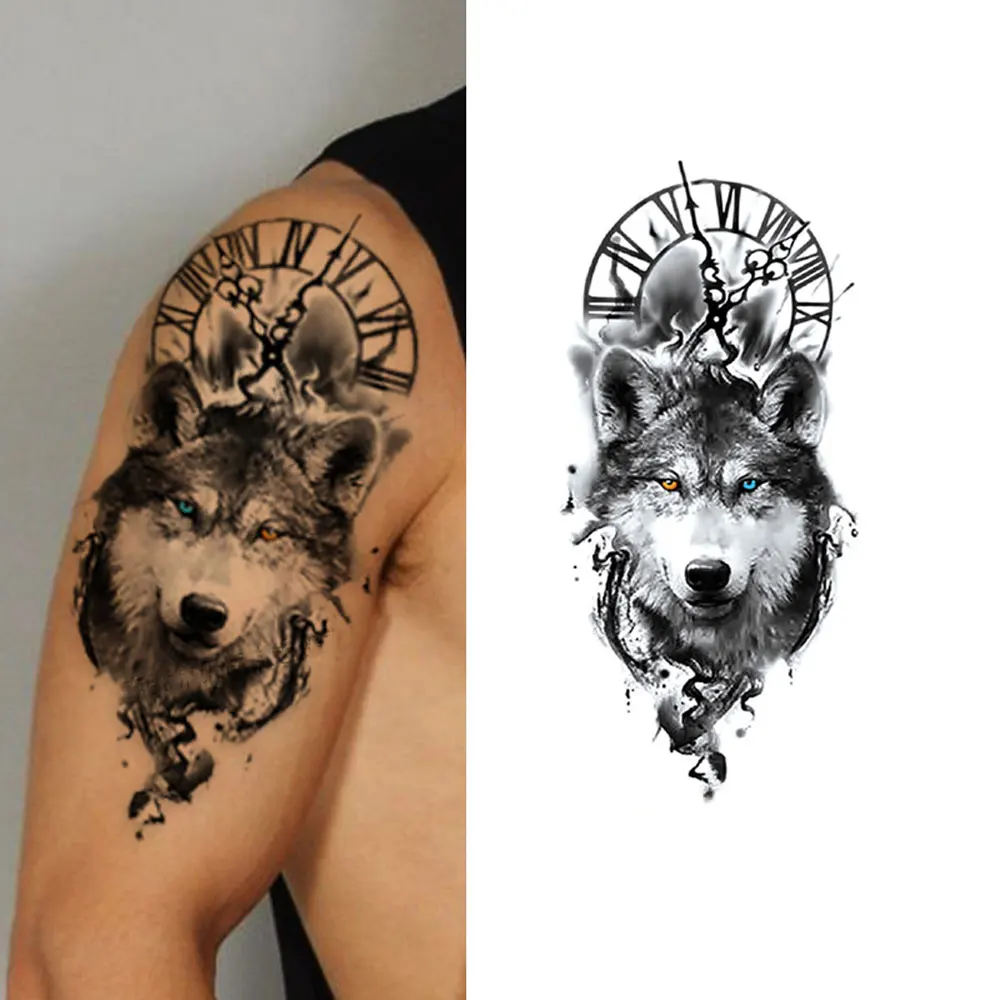 Tierische wasserdichte temporäre Tattoos für Männer Frauen realistische Löwe Tiger Wolf Tattoo Aufkleber Körperkunst für Hand Arm gefälschte Tatoo