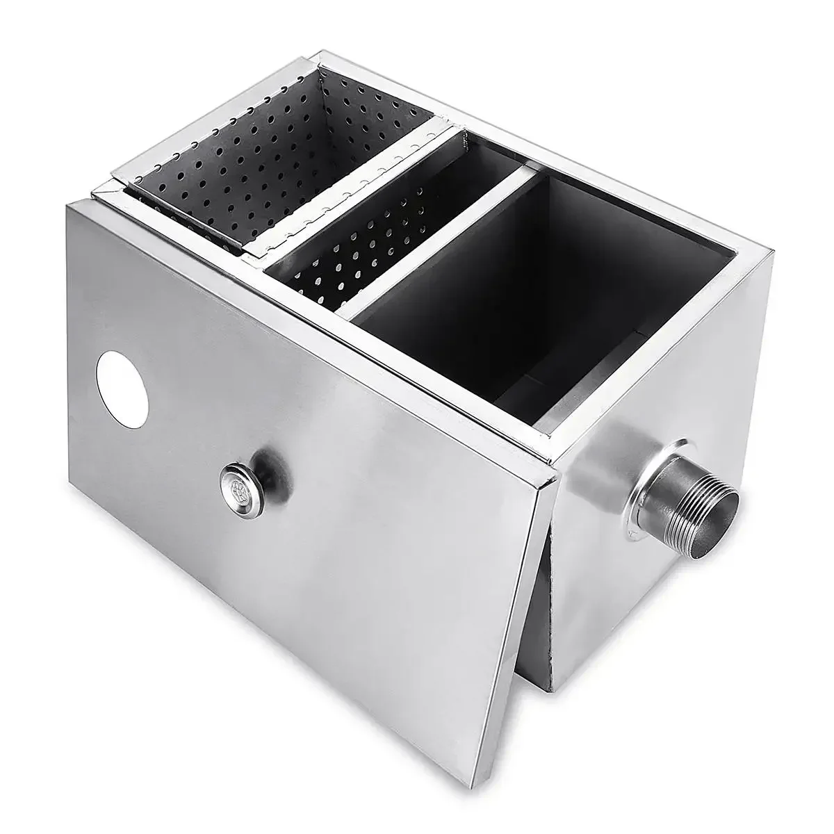 350*200*200mm For Restaurant Kitchen Waste Water Treatment Tools Stainless Steel 8LB Grease Trap Interceptor Oil Water Separator