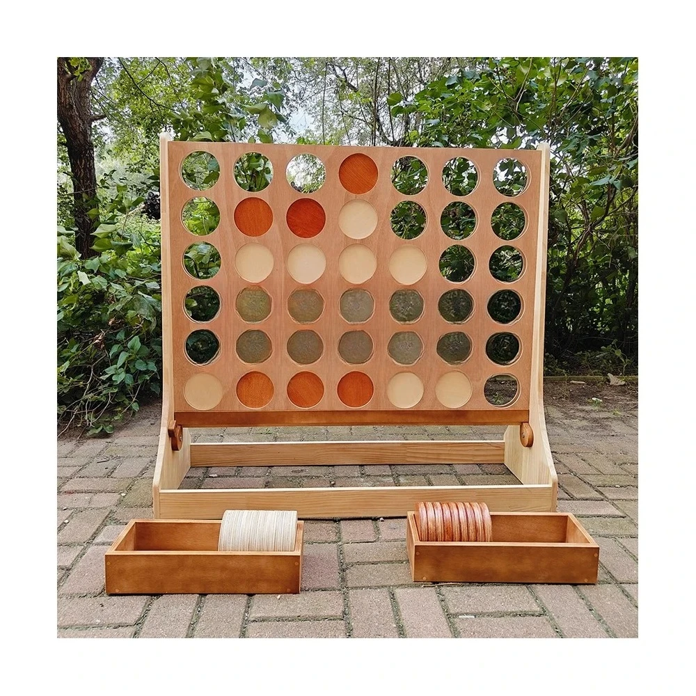 Carnival Event Props Mini Wooden Interactive Puzzle Strategy Checkers Board Game