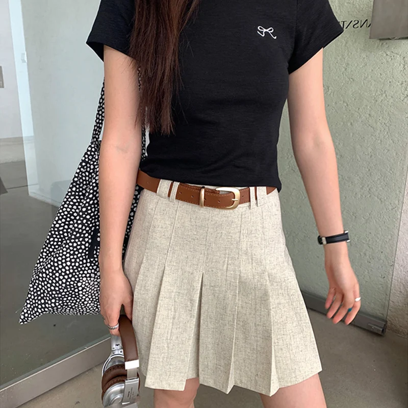 CASUMANL Brand A-line Pleated Skirt for Womens Fashion 2024 New Summer Women Short Dresses Lower Back Korean Popular Clothes