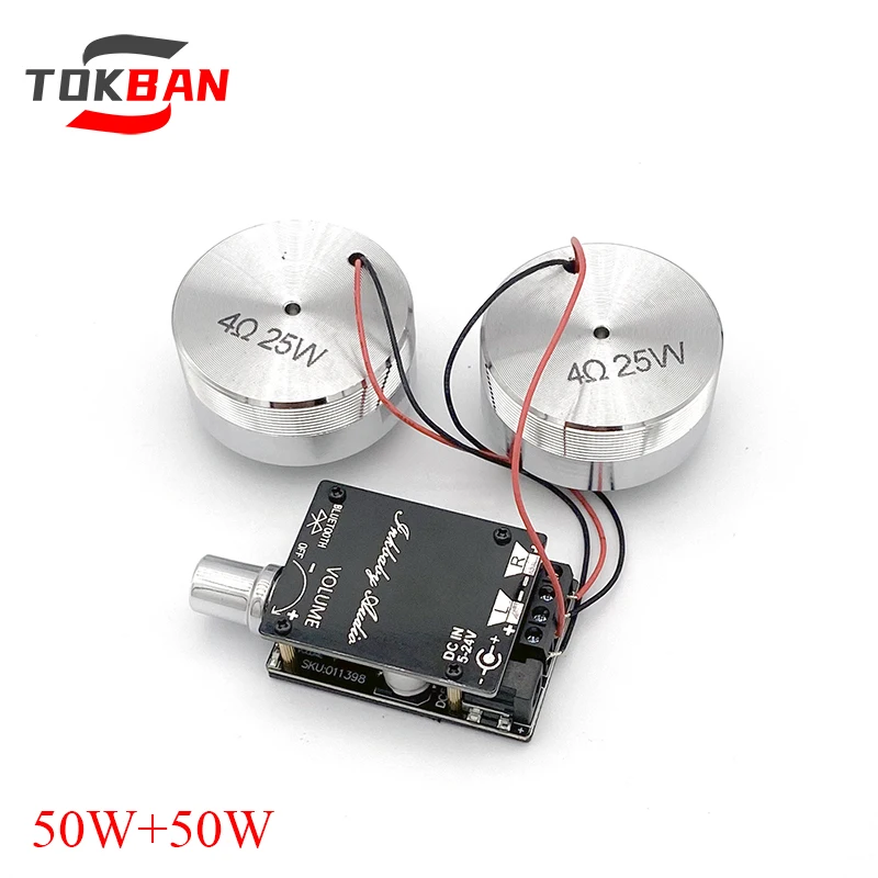 

Tokban 50w*2 2-channel Stereo Amplifier Board + 25w*2 Vibration Speaker Bluetooth 5.0 HIFI Class D Amplifier