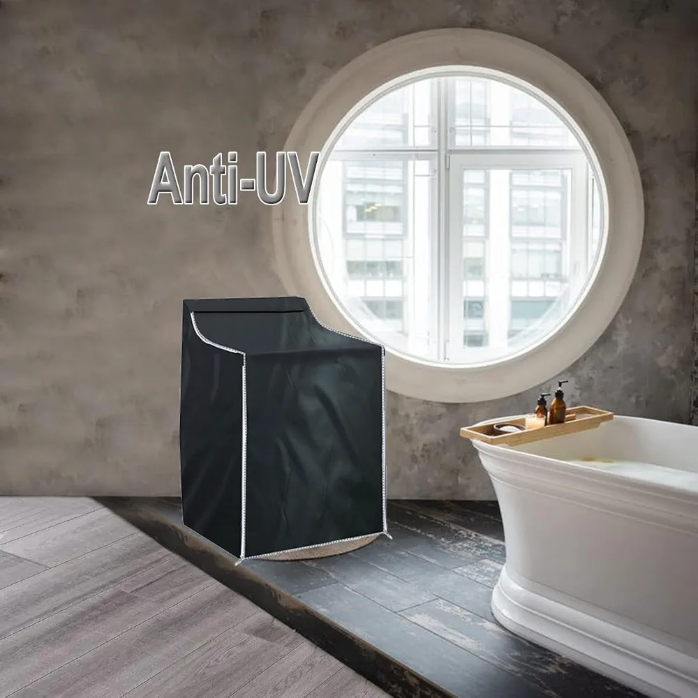 Capas para lavadora e secadora de 2 pacotes, design com zíper à prova d'água e poeira para máquinas de carga frontal/de alta (preto)