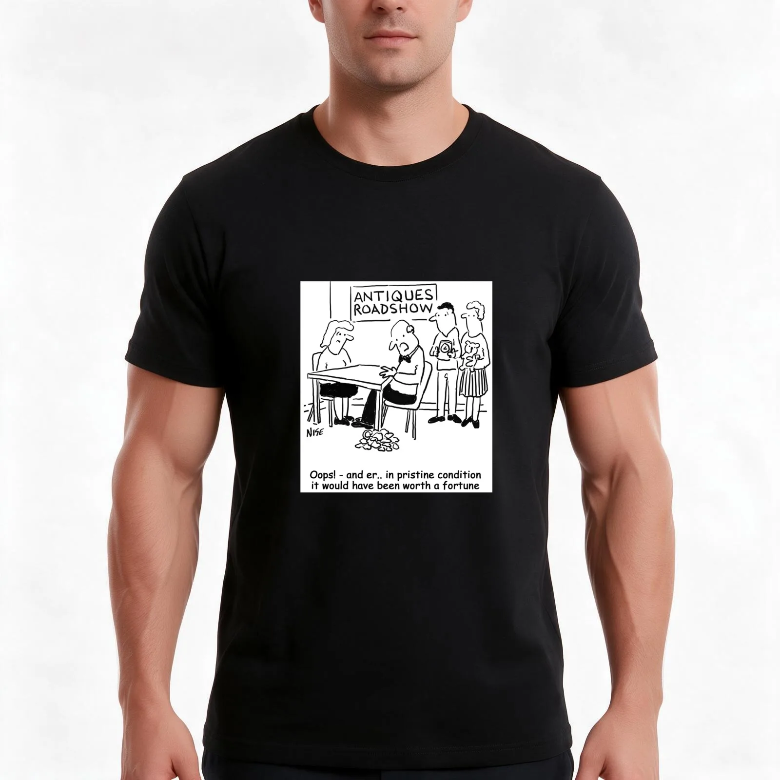 Oops - Antiques Roadshow expert drops an item T-Shirt, Summer Casual Cotton Tee, Oversized Streetwear Tops, Unisex Men Women