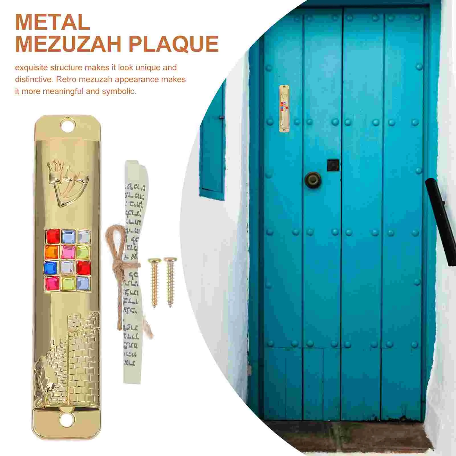 2 Sets Goal Post Door Mounted Mezuzah Jewish Gifts on Frame Classic Hanging for Home Scroll Metal Mitzvah