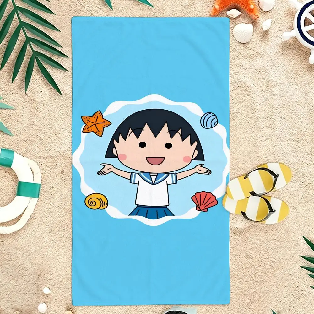 Kids Anime Character C-Chibi Maruko chan Towel Microfiber soft Beach Towel for Travel Fitness Sauna Bathing Camping