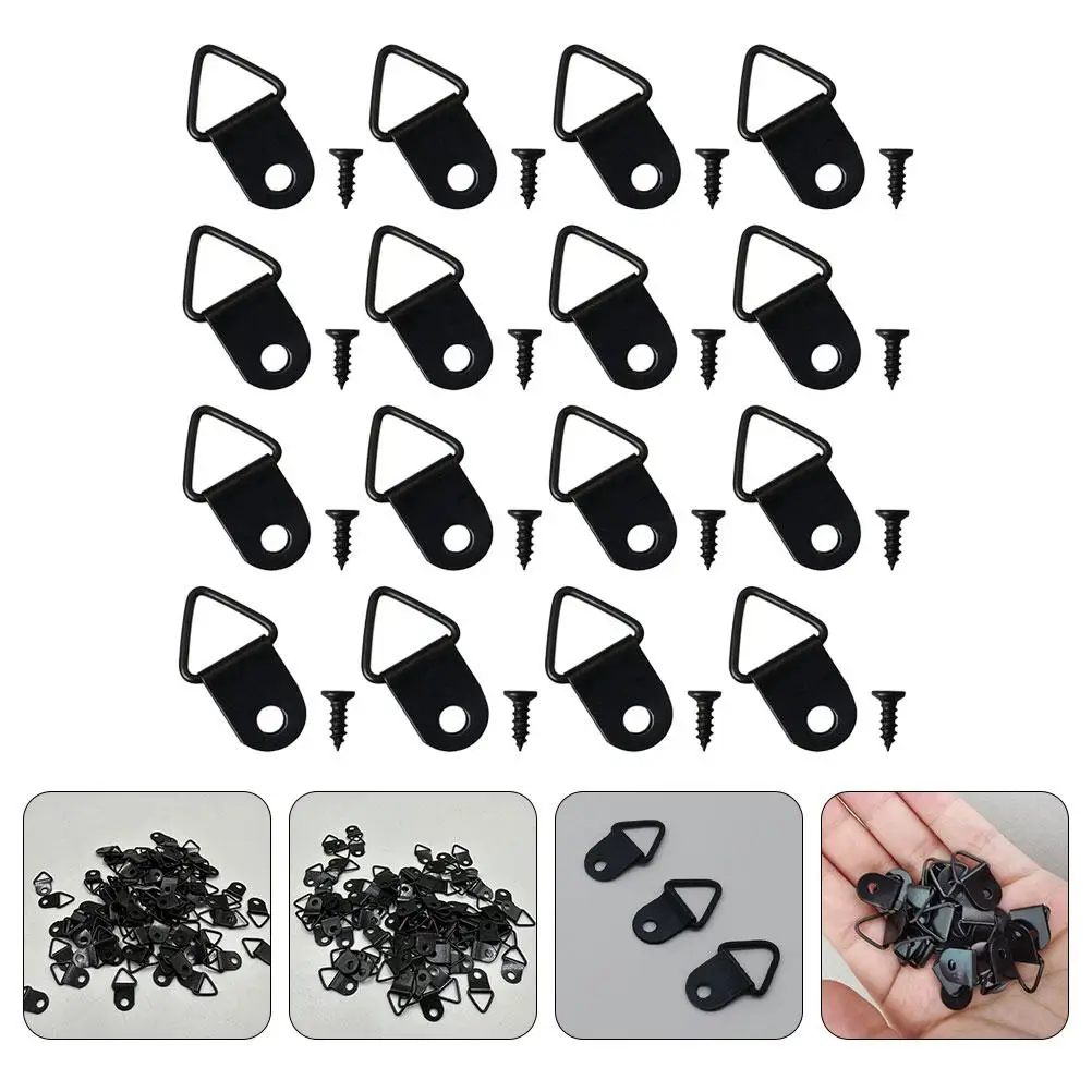 100 ชิ้นตะขอสามเหลี่ยมกรอบรูปแขวน Heavy Duty แขวนผนังฮาร์ดแวร์สําหรับกรอบแขวนรูปภาพภาพวาด