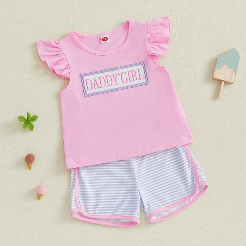 Adorabile set di top e pantaloncini con maniche a volant e stampa floreale per neonata con fascia per capelli con fiocco, completo da 3 pezzi per l'estate