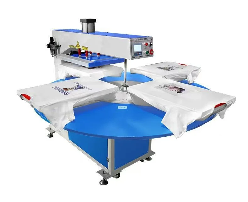 The Latest Automatic Rotating 4-Plate Automatic/Semi-Automatic Pneumatic Four Station Hot Stamping Machine For T-Shirts