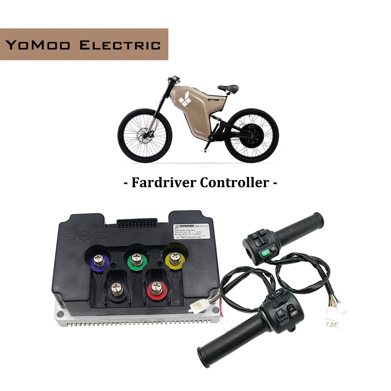 

Programmable Fardriver 3KW-5KW ND72340 V2 48V-72V 120A Sine Wave Controller With T08 Throttle For Electric Motorcycles Scooter