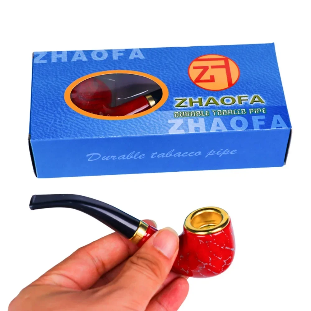Old Fashioned Dry Smoking Pipe A Copper Bowl and Resin Body Combination Lightweight Portable Accessory