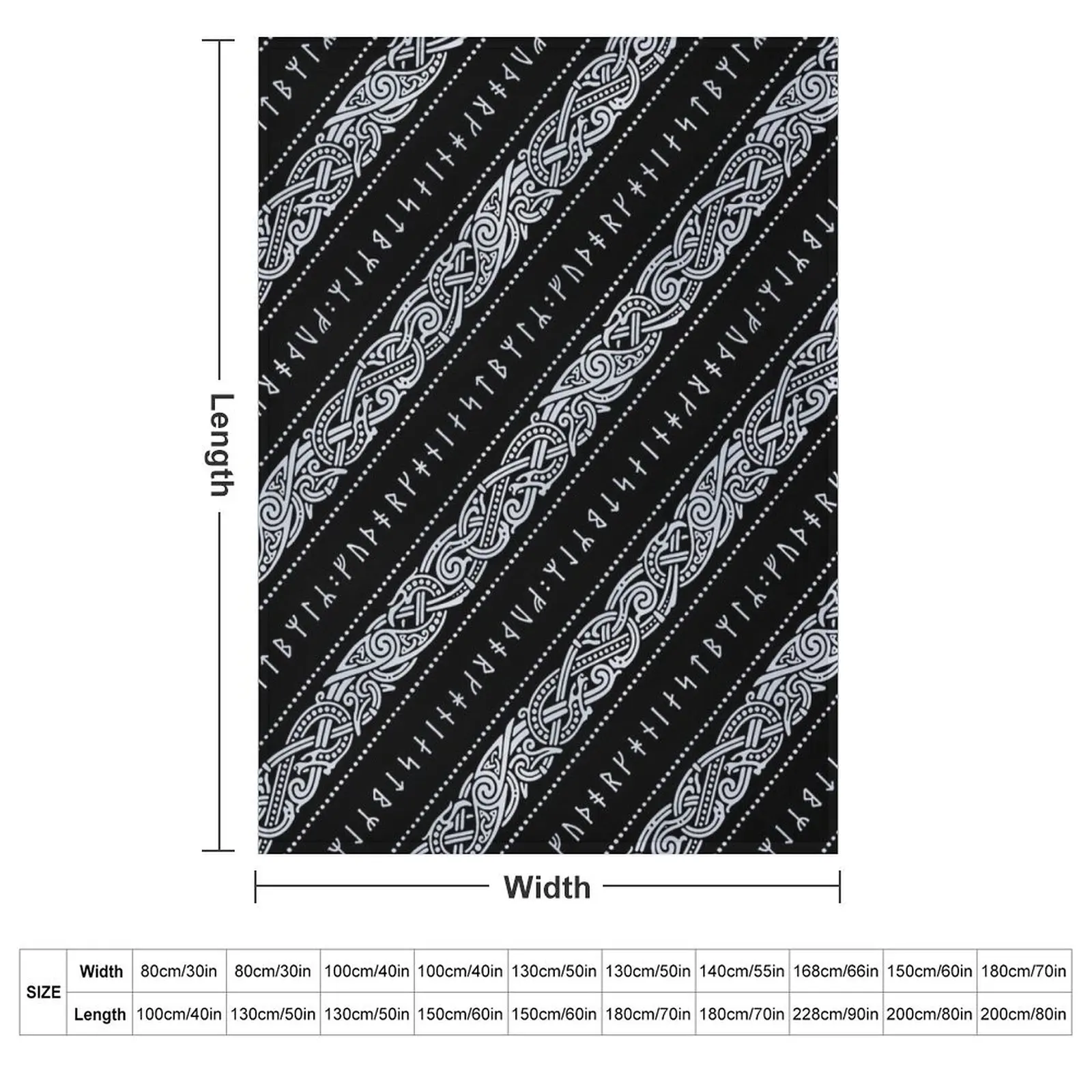 RUNIC DIAGONAL. SILVER ON BLACK. Throw Blanket Hairys Sofa Soft Beds Thermals For Travel Summer Beddings Blankets