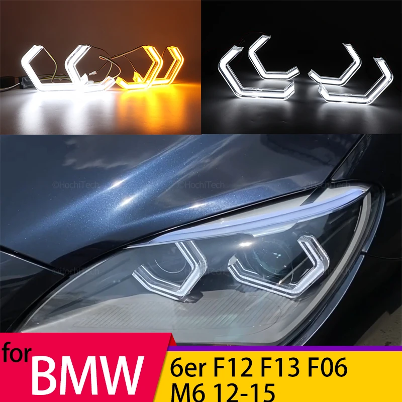 

Car-styling Dual color White Yellow LED Halo Rings M4 Style Light For BMW 6 Series F12 F13 F06 M6 2012-2015 Angel Eyes Kit Lamps