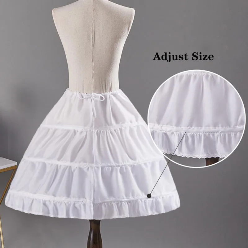 คอสเพลย์เด็ก Petticoat A-Line 3 ห่วง Jupon Enfant เด็ก Crinoline Trim ดอกไม้สาวชุดกระโปรงเอวยางยืด