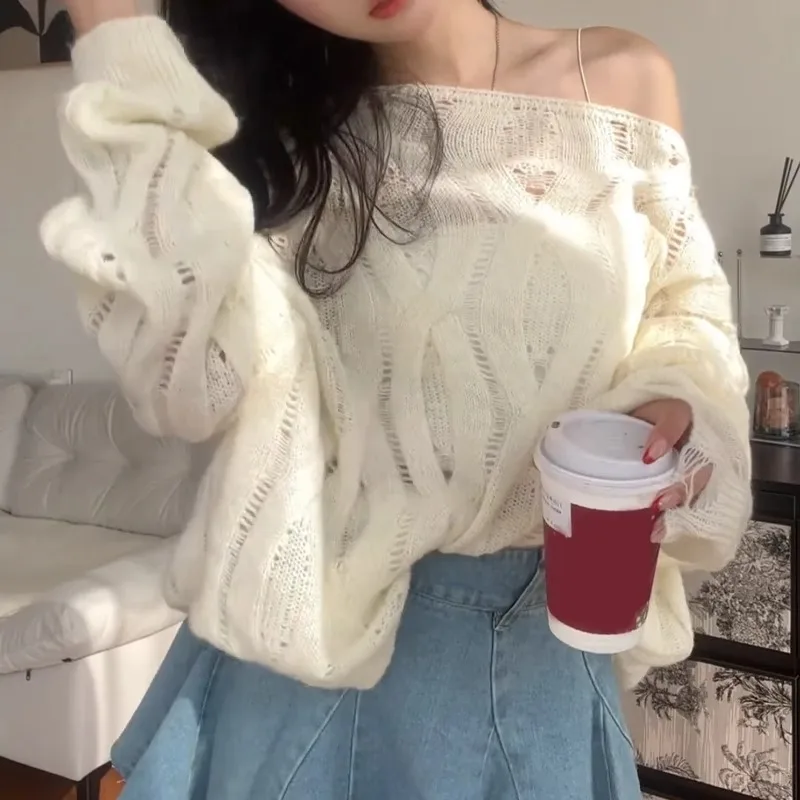 เสื้อสเวตเตอร์ เสื้อจัมเปอร์ เสื้อพูลโอเวอร์ ผู้หญิง สไตล์ยุโรป เสื้อท่อนบนสุดหรู ฮาราจูกุ ร้านอาหาร อาหารค่ำ ออกเดท โรแมนติก ผู้หญิง ฤดูใบไม้ร่วง