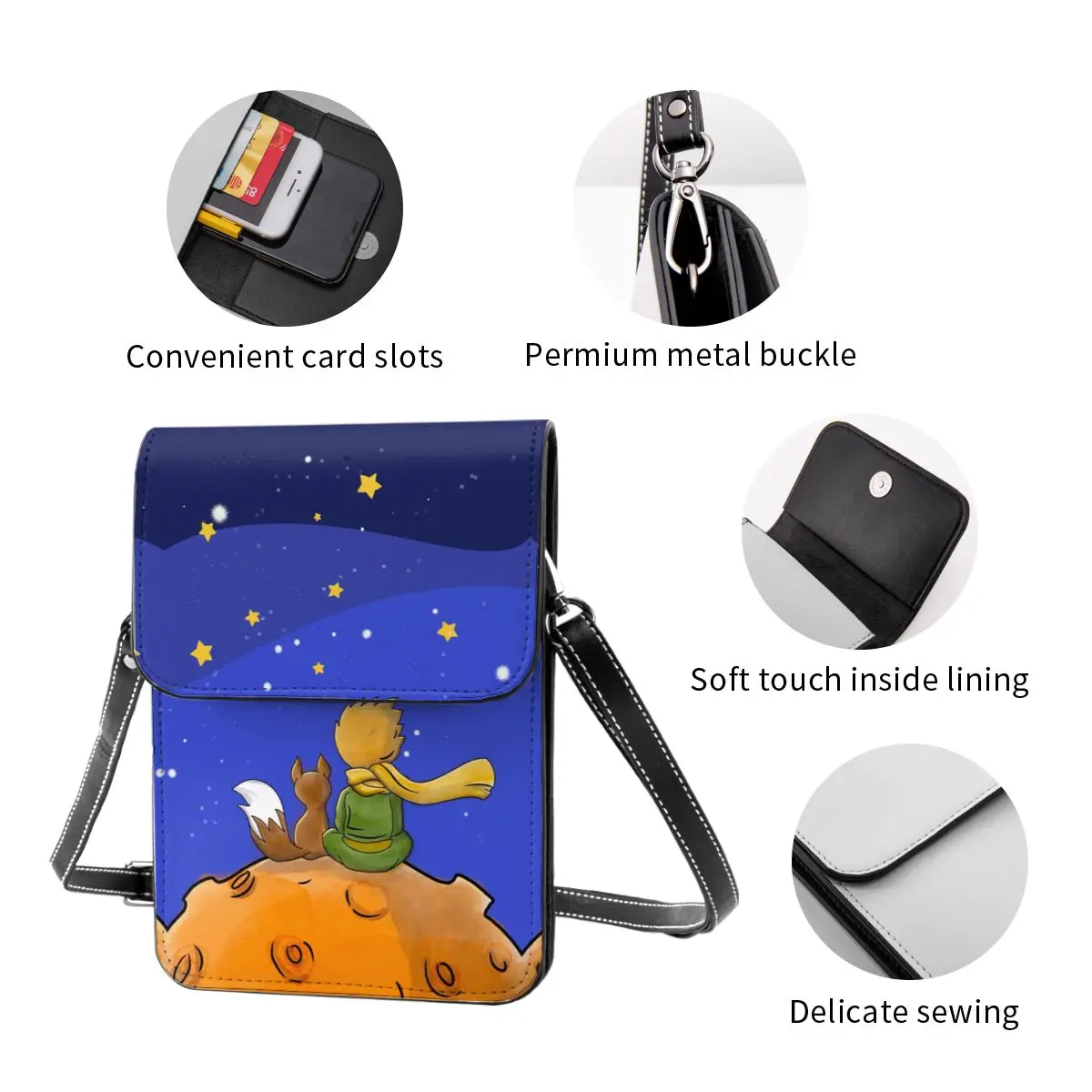 The Little Prince Shoulder Bag 2024 New Fashion Stylish Mobile Phone Bag Leather School Student Bags