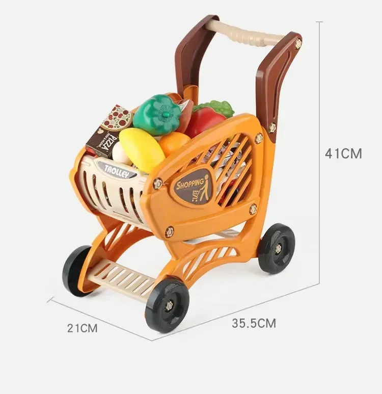 42 ピース/セットシミュレートホームショッピングカートトロリーキッチン食品果物と野菜ミルクままごとおもちゃ赤ちゃんインタラクティブギフト