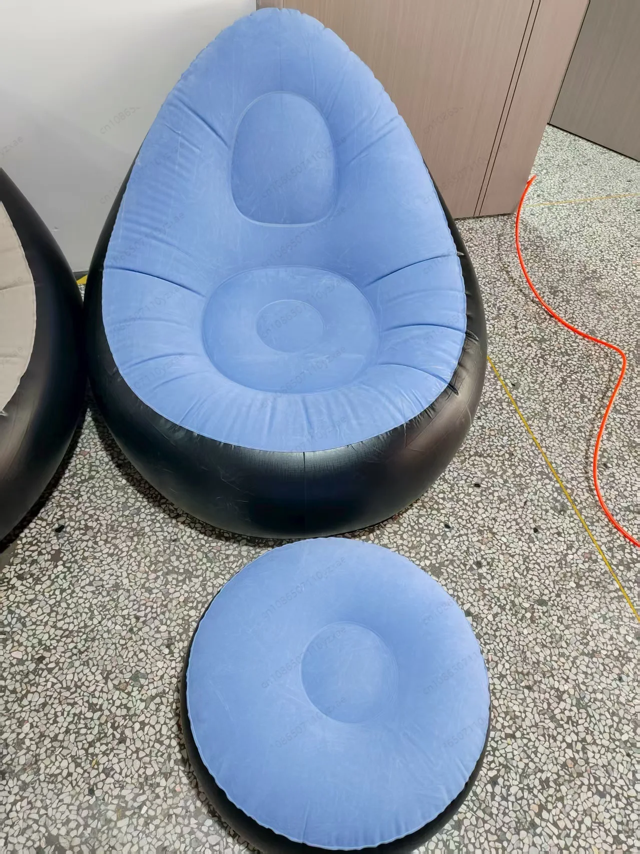 Inflatable Lounger Sofa, Flocked Air Couch for Outdoor Camping, Portable Lazy Chair for Garden Beach, Office Nap Recliner