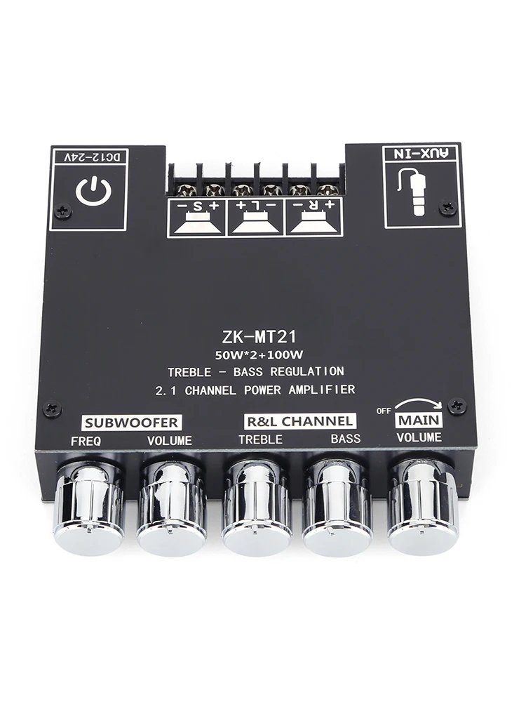 2.1 Channel Bluetooth-Compatible AMP Board with Treble and Bass Control 50Wx2+100W Power Amplifier Module for Home DIY Speakers