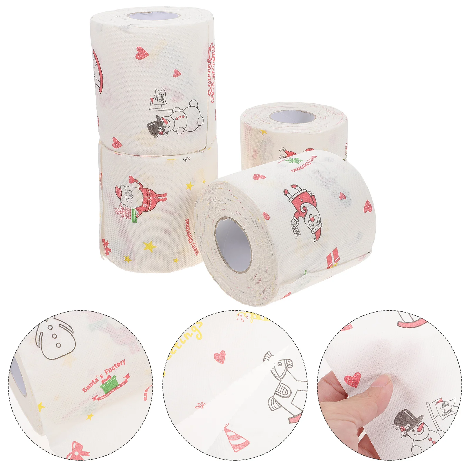 4 rollos de servilletas de papel, servilletas de mesa, adorno navideño de tejido, accesorio de cocina, decoraciones para el baño, pañuelos, toalla de baño, cena