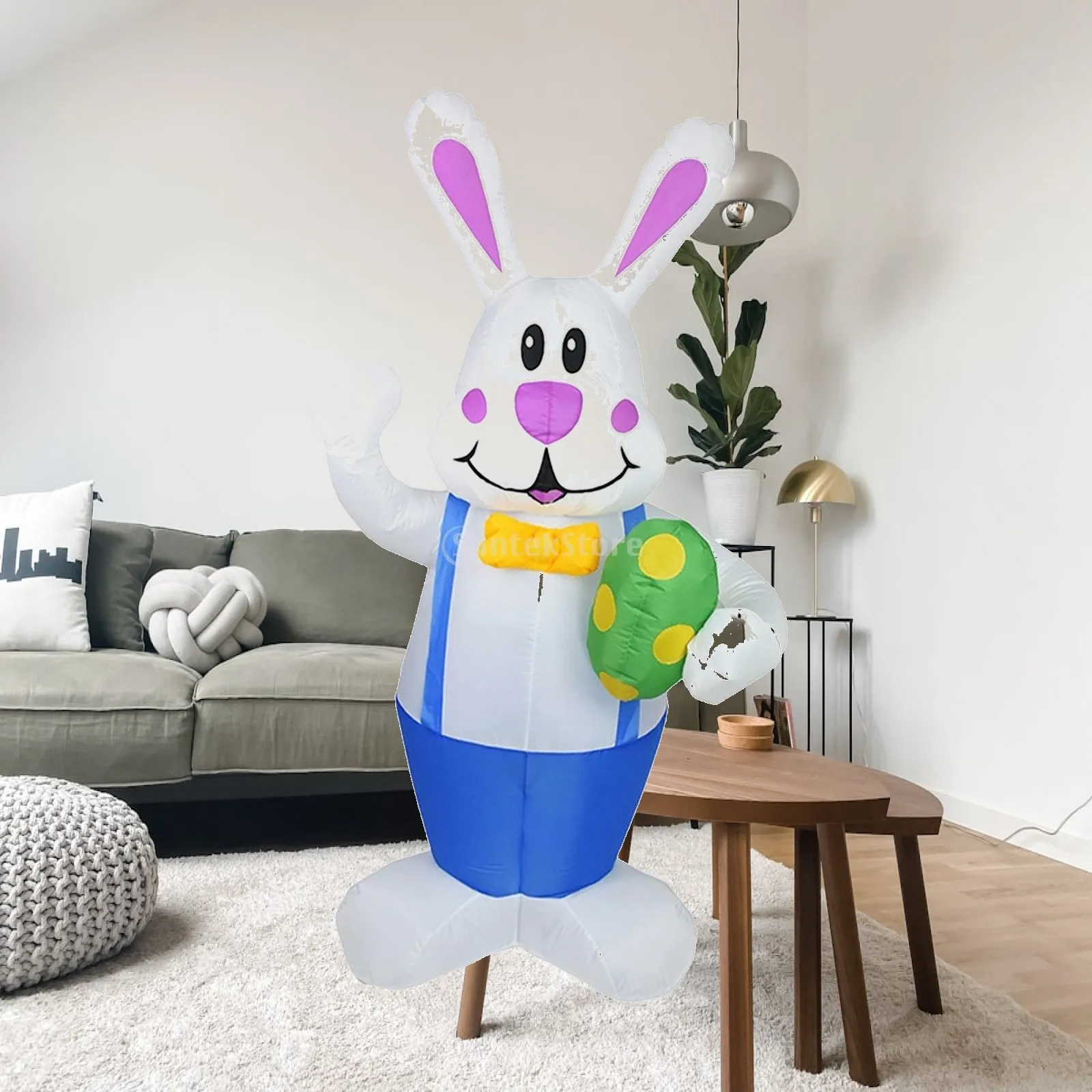 Weatherproof Easter Inflatable Bunny with Lights Outdoor Scene Layout Bunny Party Decoration for Backyard Lawn