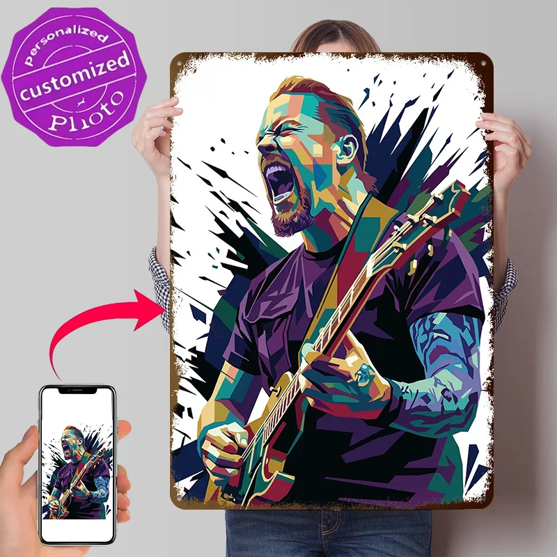 James Hetfield Rocking Out Metal Poster Perfect Gift for Fans Lovers Personalized Wall Art Metal Sign for Room Decoration Cozy
