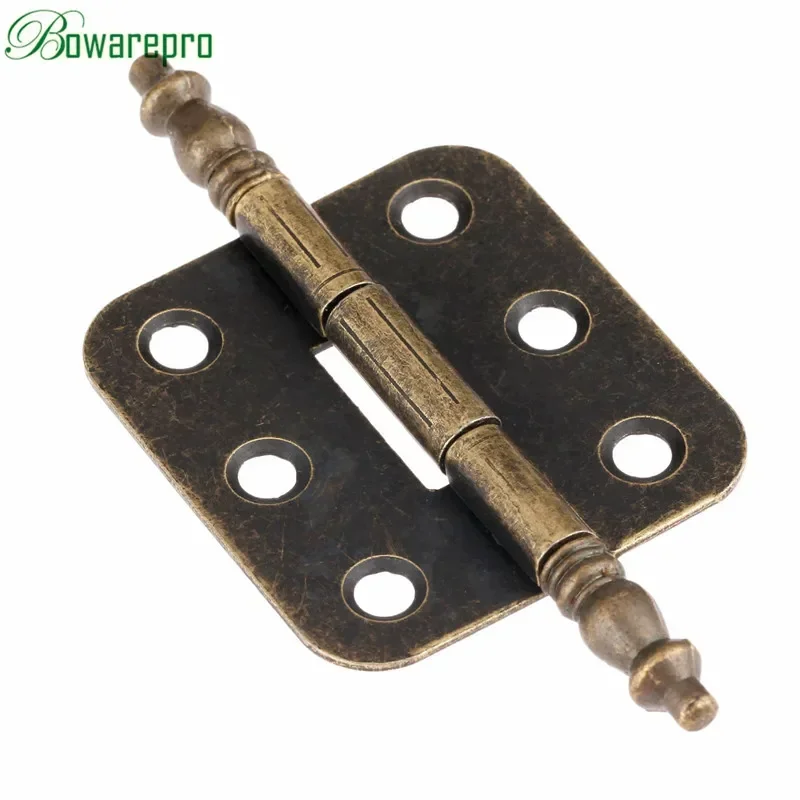 Bowarepro-bisagras de cabeza de corona de bronce antiguo, 6 agujeros, caja de regalo de joyería, bisagra decorativa para muebles de armario, Hardware, 70x35mm, 2 uds.