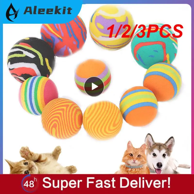 1/2/3PCS Cat Toys Teaser Ball Training Amusement Smart Cat Toys Interactive Multicolor Ball Cats Toy Pet Playing Ball for Kitten