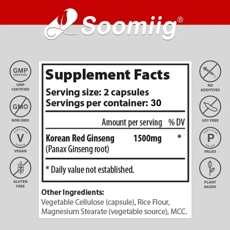 Korean Red Ginseng Extract - Natural Energy - Endurance, Focus Support, Men's and Women's Health Supplement