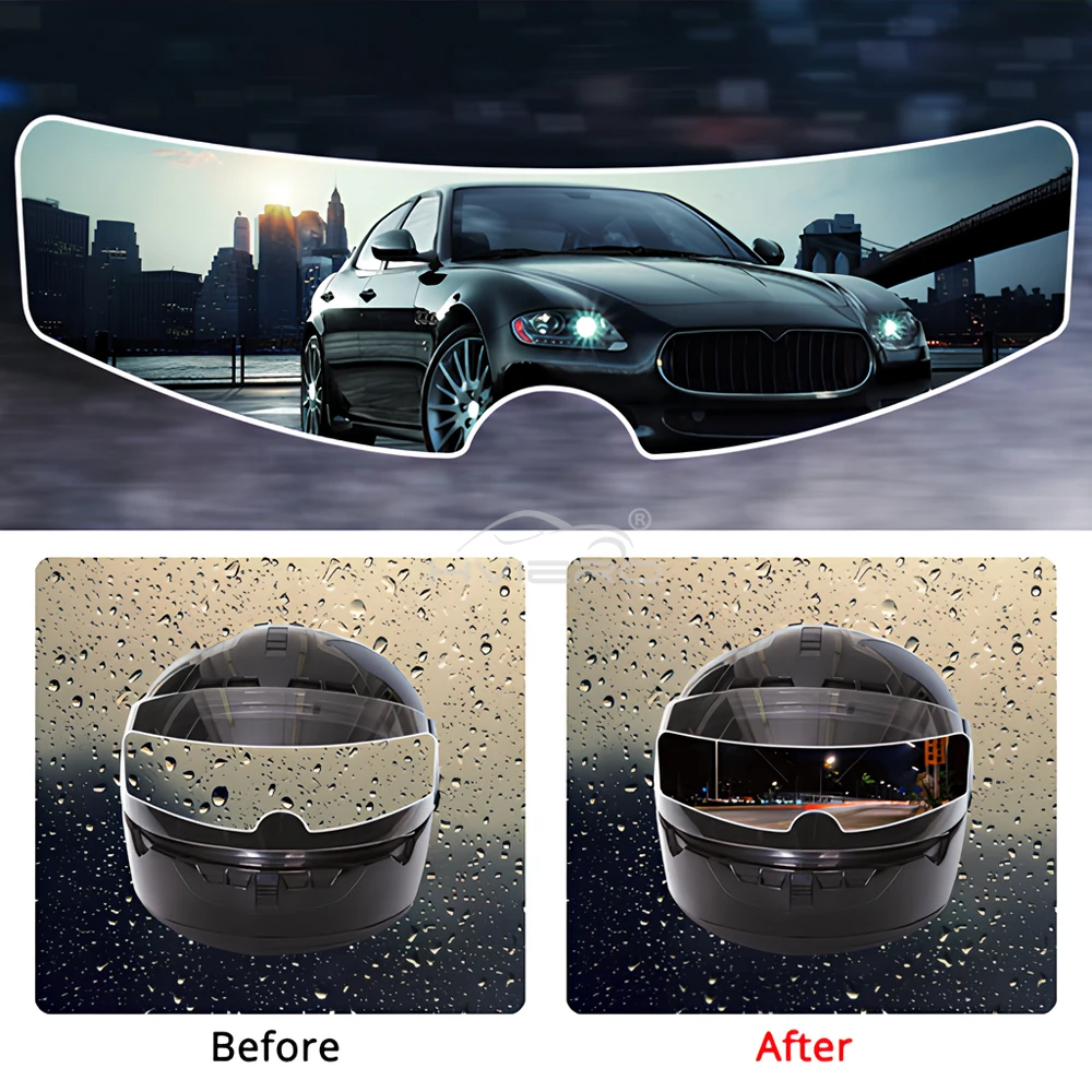 1X Universal Motorcycle Helmet Car Glass Anti-fog Film Rainproof Durable Nano Coating Sticker Vehicle Accessories View Clearness