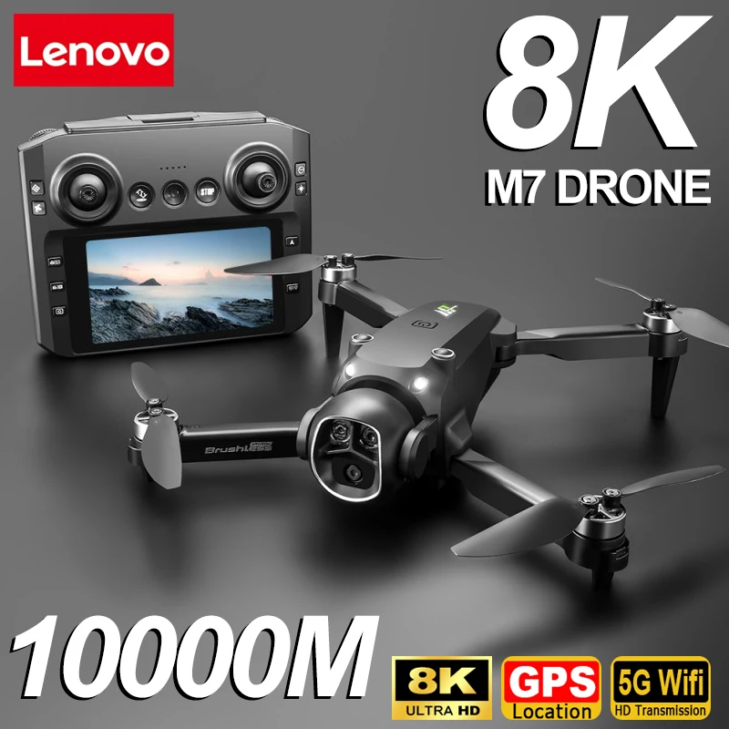 Lenovo M7 GPS Drone 8K  Aerial HD Dual Camera Intelligent Opstacle Avoidance Brushless Power Screen Remote Control GPS Drone