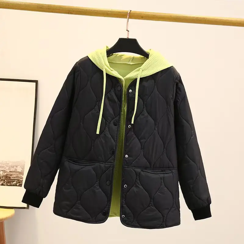 

2026 осень-зима женское дышащее повседневное пальто легкая женская короткая куртка-джокер с хлопковой подкладкой тонкое утягивающее свободное пальто