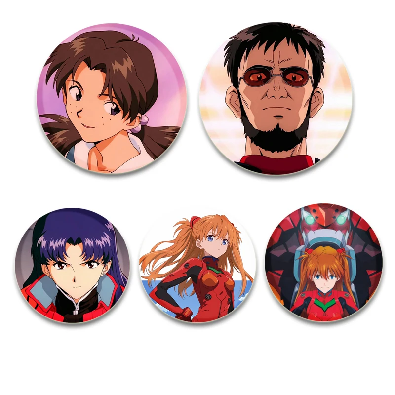 Neon Genesis Evangelion Pin 58mm Anime Brooch Pin Cosplay Cute Cartoon Badge Handmade Brooches Decor Fans Collect Friends Gift