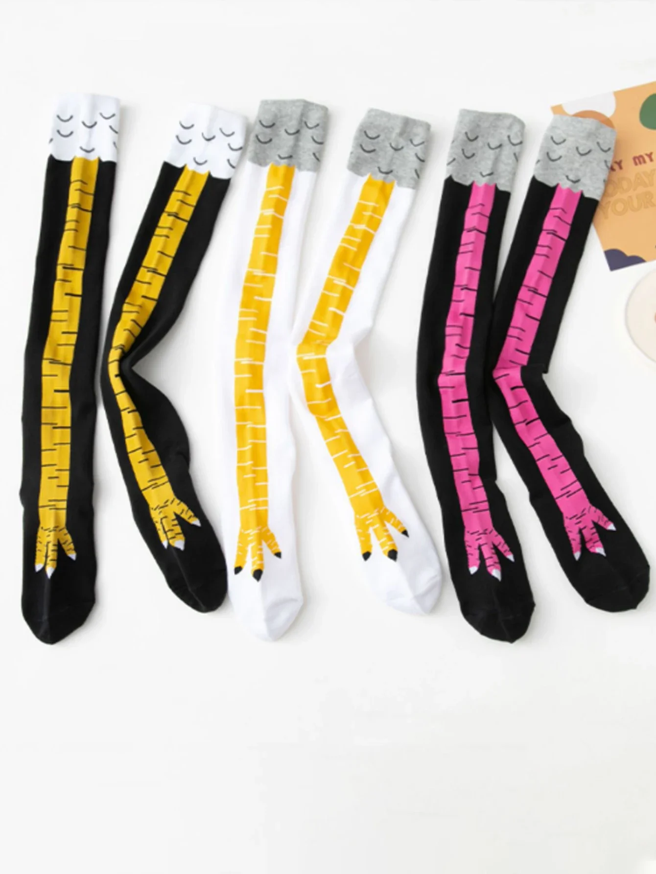 6pairs Over-The-Knee Chicken Feet Socks, Funny 3D Printed Fitness Personality Socks