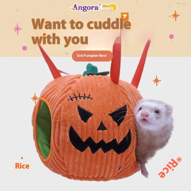 

Теплый уютный зимовый гамак из ангоры, подвесная кровать со злой тыквой, спальное гнездо для домашних животных, подушка для маленьких животных