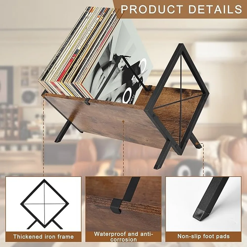 Vinyl Storage Record Organizer Album Holder Ample Space With Open Structure For Easy Viewing Frame