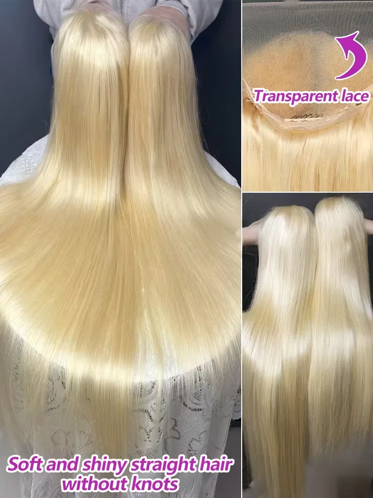 30 40 Inch 613 Honey Blonde 13x4 Lace Front Human Hair Wigs Brazilian Bone Straight 13x6 HD Transparent Lace Frontal Wig Women