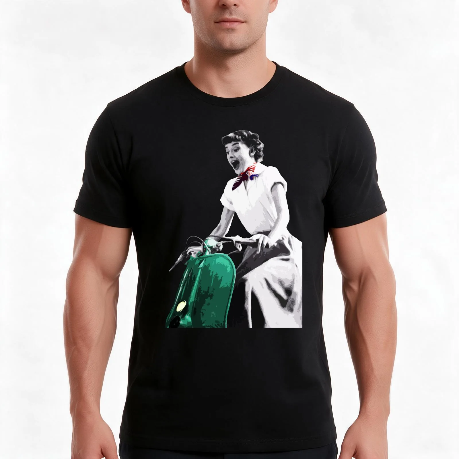 Audrey Hepburn Roman Holiday T-Shirt, Summer Casual Cotton Tee, Oversized Streetwear Tops, Vintage Graphic Print, 100% Cotton