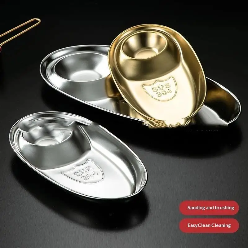 Stainless Steel Divided Dinner Tray Non-slip Reusable Lunch Container Snack Appetizer Platter for School Kids Adults