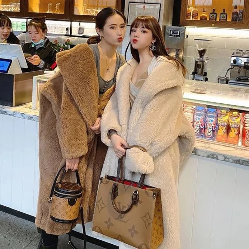 

Especially Women For Winter 2023 New Warm Plush Loose Alpaca Wool Long Coat Cashmere Outerwear&Coats Cold Protection Jacket