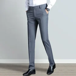 Gray Business Trousers for Men Tight Social Tailoring Man Suits Pants Fabric Cheap Formal Stylish Classic Spandex Fashion Slacks