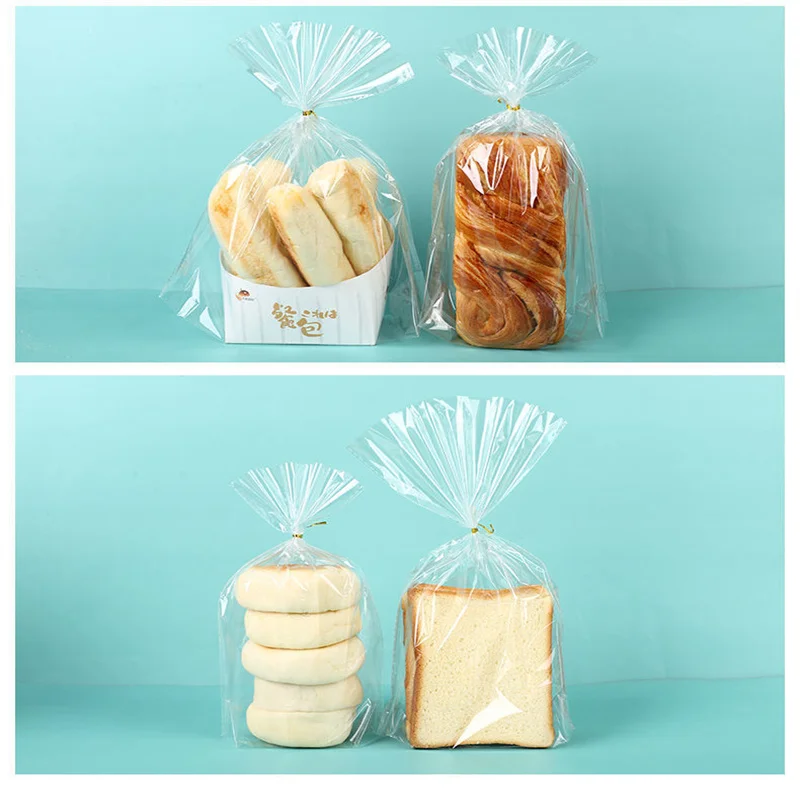 100pcs Plastic Bags Transparent Bag For Toast Bread Soft Frosted Food Packaging Baking Gift bags Wedding Party Decoration
