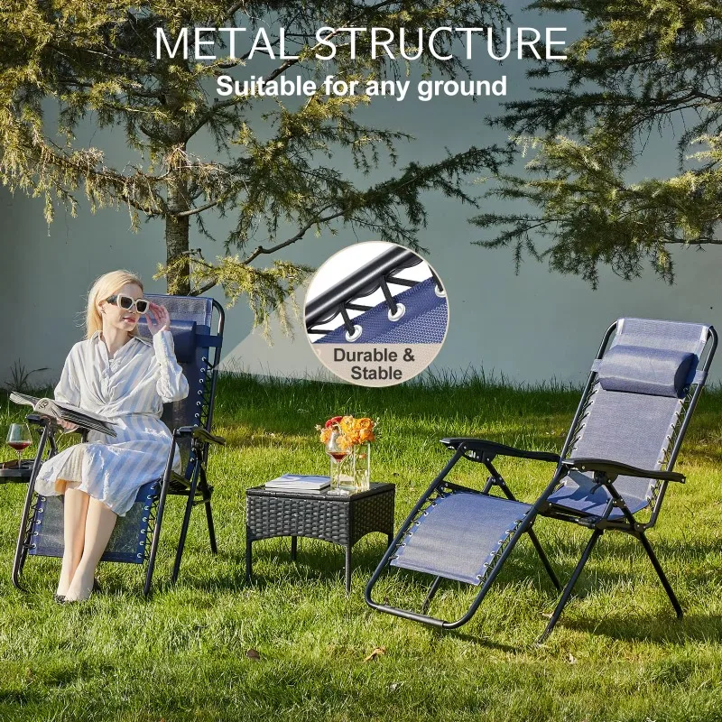 Set of 2 Ergonomic Recliner Chairs – Heavy-Duty Steel Frame, 600D Fabric, for Patio, Garden & Camping