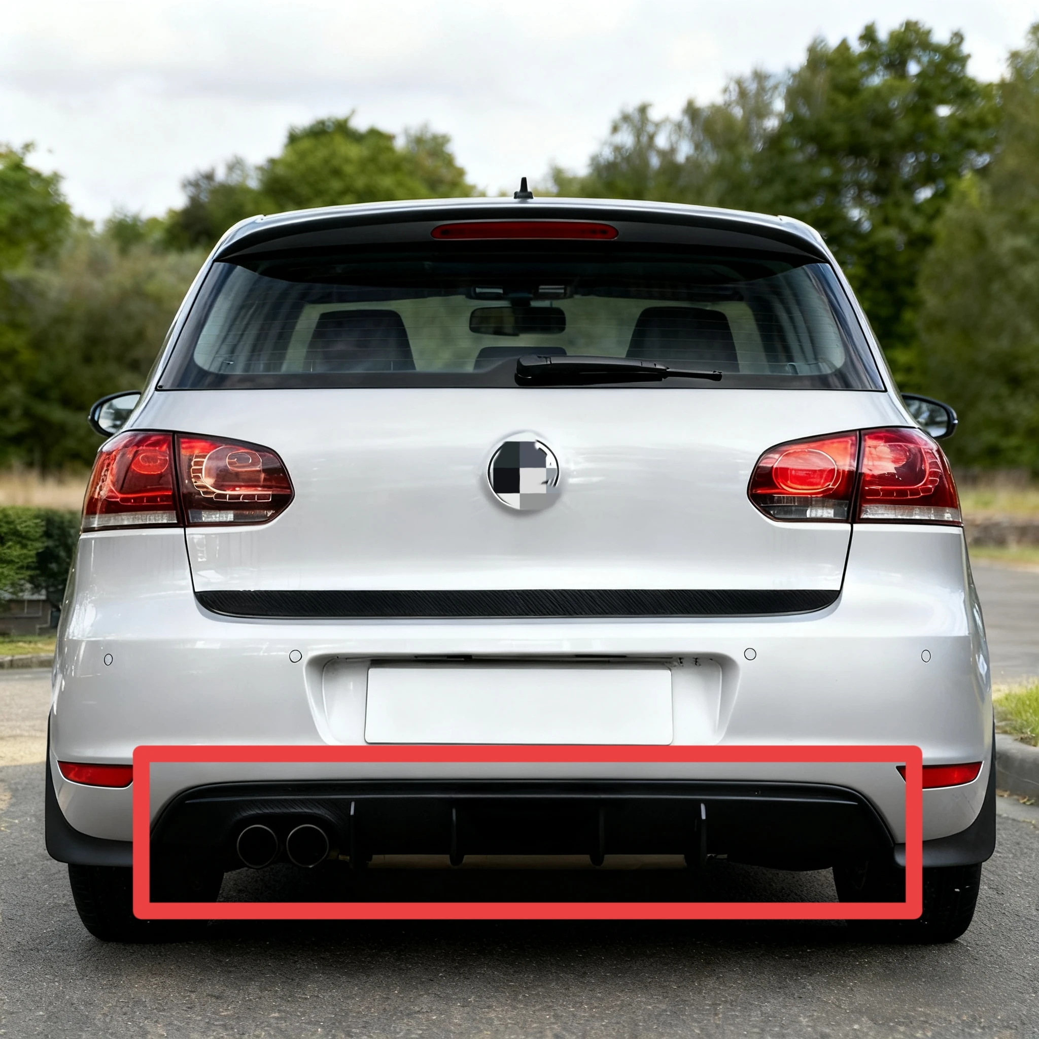 Diffuser Spoiler Splitter Bumper Belakang Mobil 4 Sirip untuk VW Golf 6 MK6 Standard TDI TSI 2008-2013, ABS Gloss Black Bodykit Tuning