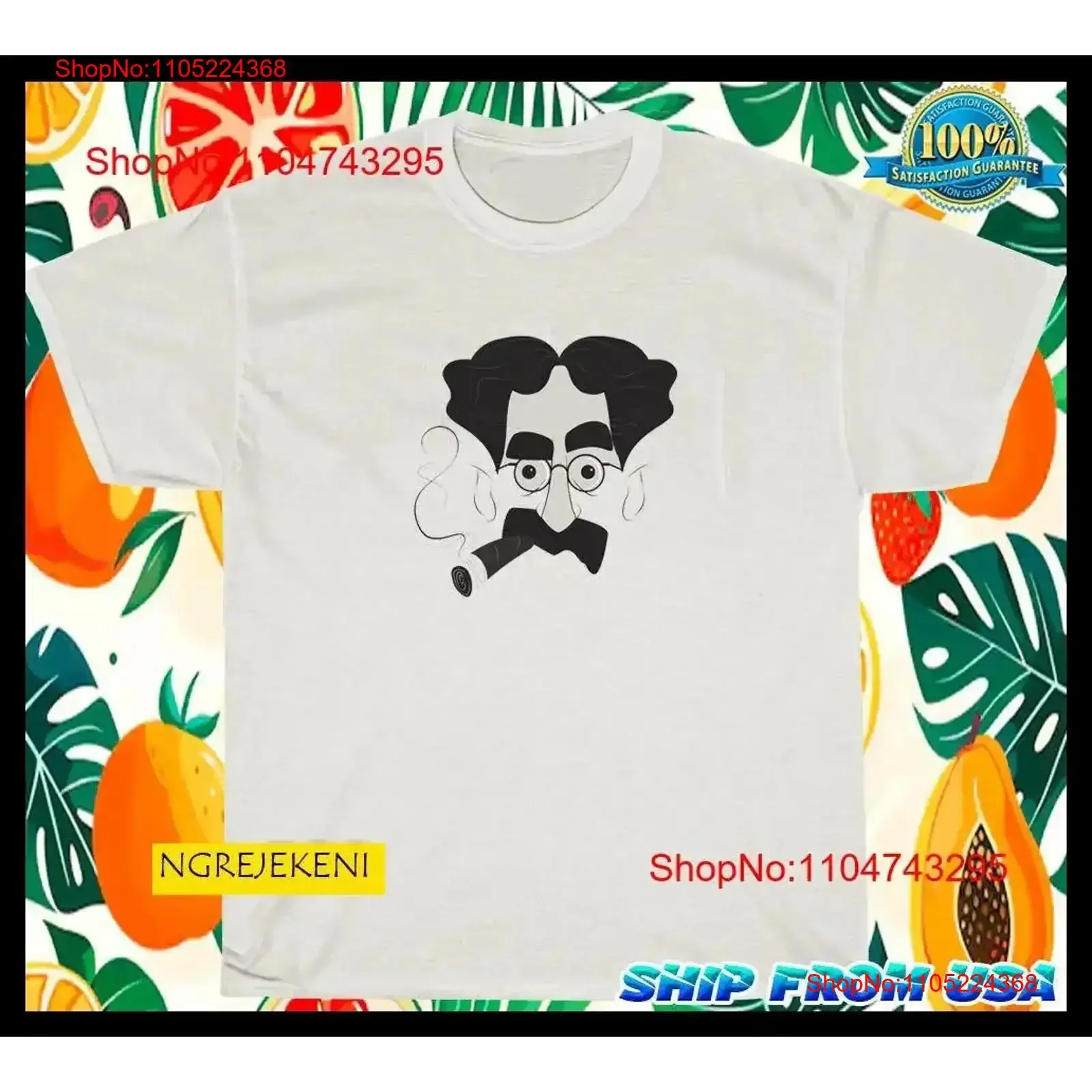 New item Groucho Marx logo american funny T Shirt SIZE S 5XL vintage Washed graphic Soft Top For Everyday Wear Versatile