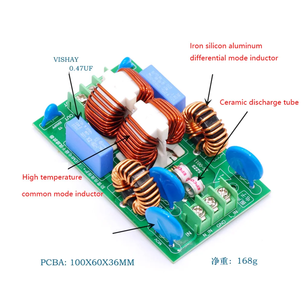 External Lightning 3-stage AC EMI Filter 15A 20A AC 110V 220V Power Isolation Purification Purifier Amplifier Noise Impurity