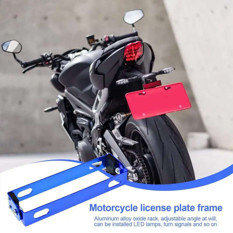 Motorcycle License Plate Mount Aluminum Alloy Adjustable Angle Metal License Plate Holder Bracket Rear Bracket Mount License