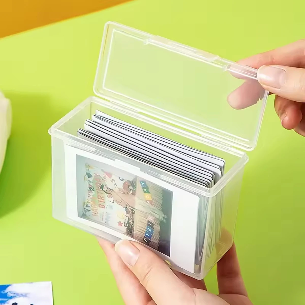 2/4/8pcs transparent storage box ID card business card Xiaoma Baoli card poker card sorting plastic storage with cover dustproof